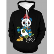 Lovely Men Trendy Cartoon Print Patchwork Black Ho