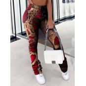 LW Street Cobra Print Drawstring Dull Red Pants
