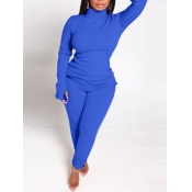 Lovely Leisure Hooded Collar Print Loose Royalblue