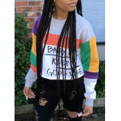 Lovely Casual Letter Print Color-lump Grey Hoodie