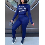 LW Round Neck Letter Print Pants Set