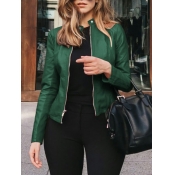 Lovely Formal Mandarin Collar Zipper Design Green 