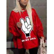 Lovely Street Letter Print Loose Red T-shirt