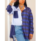 Lovely Street Plaid Print Split Black Blouse