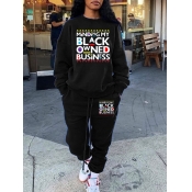 Lovely Street O Neck Letter Print Drawstring Desig