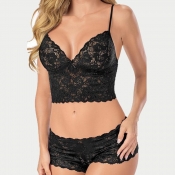 Lovely Sexy Mesh Patchwork Black Bra Sets