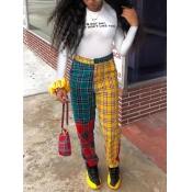 Lovely Chic Plaid Letter Print Patchwork White Two