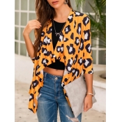 Lovely Trendy Leopard Print Asymmetrical Yellow Co