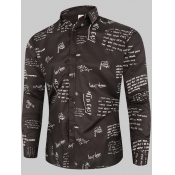 Lovely Men Casual Letter Print Black Shirt