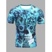 Lovely Men Casual Hooded Collar Print Baby Blue Ho