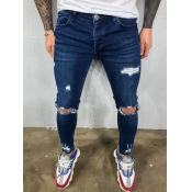 Lovely Men Casual Hooded Collar Print Baby Blue Ho
