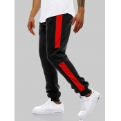 Lovely Casual Mid Waist Patchwork Black Men Pants