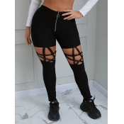 Lovely Casual Mid Waist Hollow-out Zipper Design B