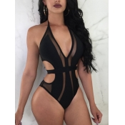 Lovely Sexy Hollow-out See-through Black One-piece