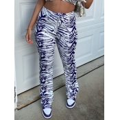 LW Casual Mid Waist Animal Print Purple Pants