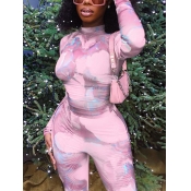 LW Sweet Half A Turtleneck Print Light Pink One-pi