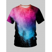 Lovely Men Casual O Neck Tie-dye Multicolor T-shir