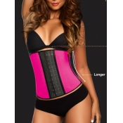 Lovely Casual Color-lump Patchwork Pink Waist Trai