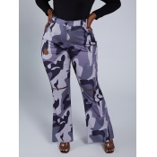 Lovely Plus Size Trendy Camo Print Broken Holes Gr