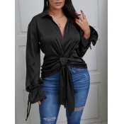 Lovely Work Turndown Collar Bandage Fold Design Bl