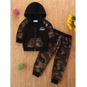 Lovely Boy Casual Hooded Collar Print Black Hoodie