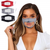 Lovely Casual See-through Patchwork Grey Face Mask
