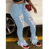Lovely Casual Broken Holes Flared Raw Edge Baby Bl