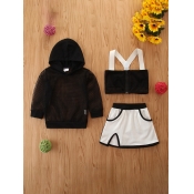 Lovely Girl Casual Hollow-out Patchwork Black Thre