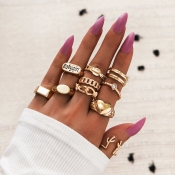 LW Trendy 10-piece Gold Ring