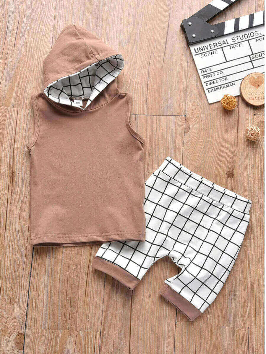 2 Piece Boys SS Shirt & Patchwork Bib Shorts