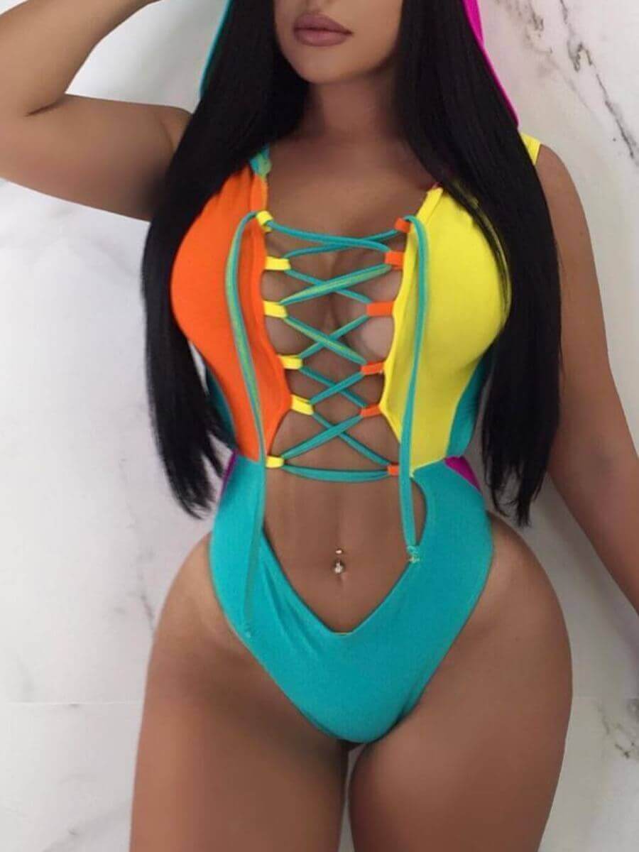 LW Bandage Hollow-out Design One-piece Swimsuit