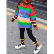 Lovely Casual Striped Patchwork Split Multicolor G