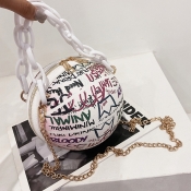 Lovely Chic Chain Decoration Letter Print White Cr
