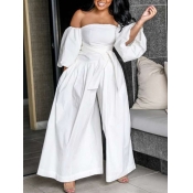 LW Plus Size Casual Off The Shoulder Lace-up Loose