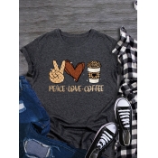 Lovely Plus Size Casual Heart-shaped Letter Print 
