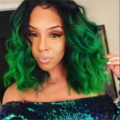 Lovely Stylish Gradient Green Wig