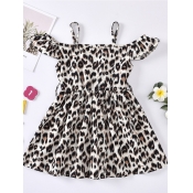 Lovely Girl Sweet Flounce Design Leopard Print Kne