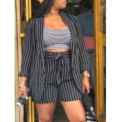 LW Work Bandage Design Striped Black Two Piece Sho