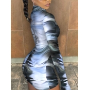 LW Gradient Zipper Design Bodycon Dress