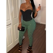 LW SXY Off The Shoulder Plaid Print Pants Set