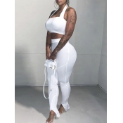 LW SXY Backless Split White Two Piece Pants Set