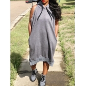 Lovely Casual Hooded Collar Sleeveless Grey Mid Ca