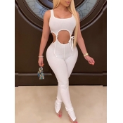 Lovely Sexy Hollow-out White One-piece Jumpsuit