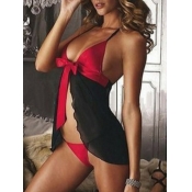 Lovely Sexy Bow-tie Decoration Patchwork Black Bab