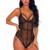 Lovely Sexy See-through Bandage Design Black Teddi