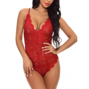 Lovely Sexy Backless Criss Cross Wine Red Teddies