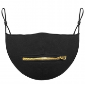 Lovely Casual Zipper Design Gold Face Mask