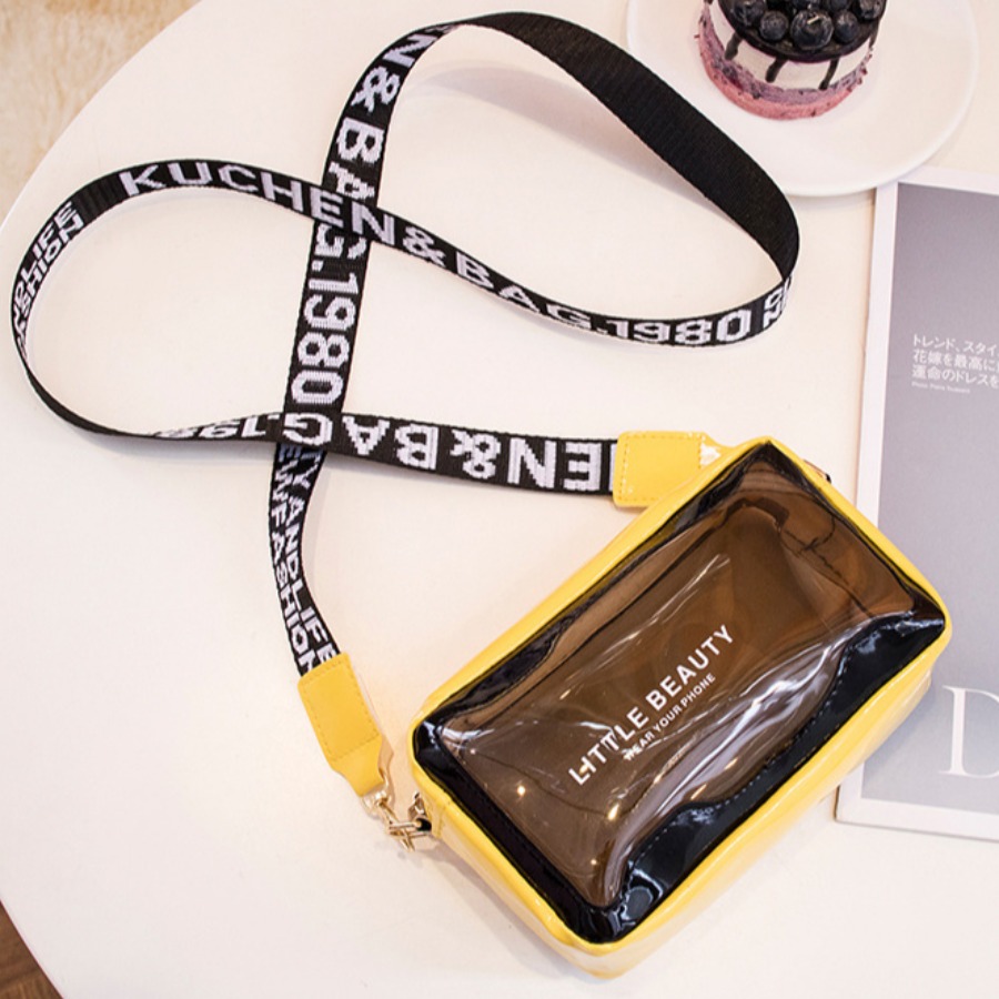 LW Street Letter Print See-through Black Crossbody Bags