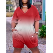 LW Casual Dropped Shoulder Gradient Red One-piece 