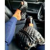 LW Casual Quilted Slide Black Platform Slides